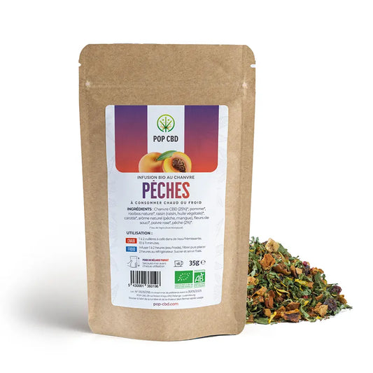 Une infusion à la pêche et au chanvre pour un moment de plaisir