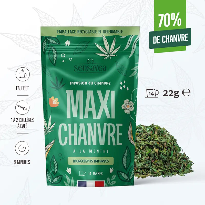 SENSAVEA TISANE CBD puissante MAXI CHANVRE 70% A LA MENTHE