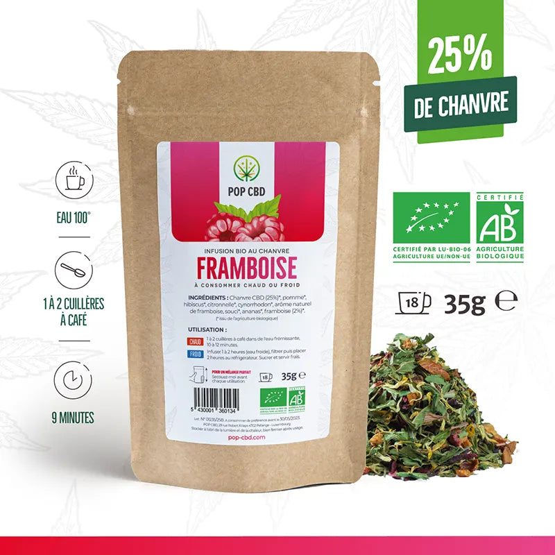 Framboise est une infusion au goût subtil que vous pouvez boire chaude ou froide