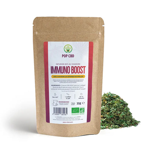 L'infusion immuno boost au CBD aide à soutenir les défenses naturelles.