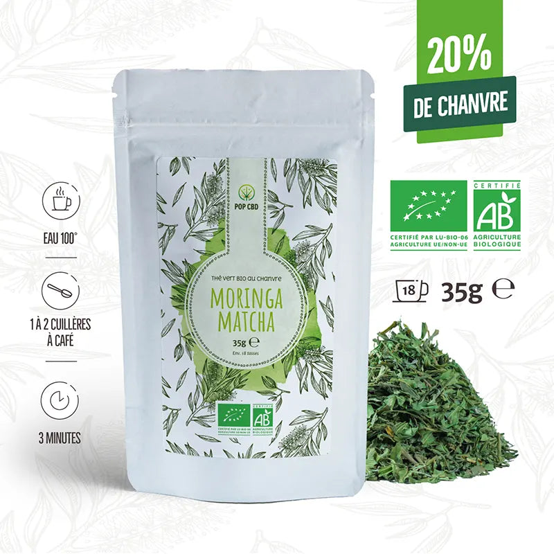 Le thé des sportifs avec des feuilles de moringa et de la spiruline