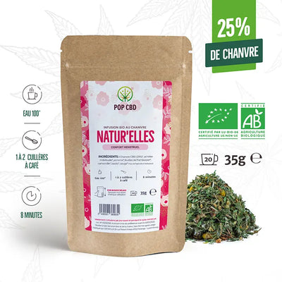 Tisane règles douloureuses au CBD BIO : NATUR'ELLES