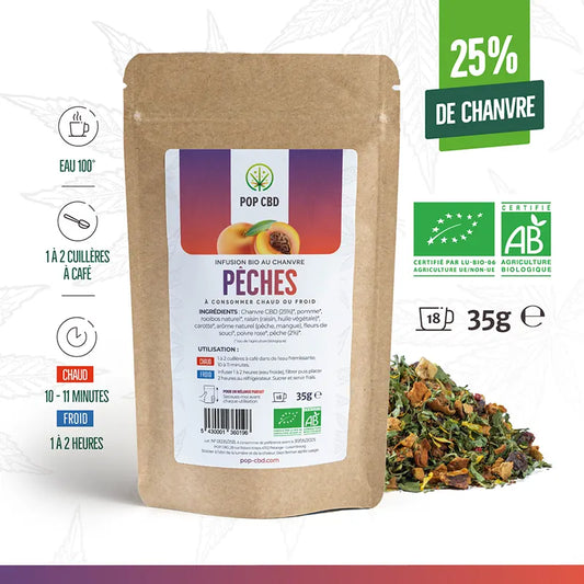 Une infusion à la pêche et au chanvre pour un moment de plaisir