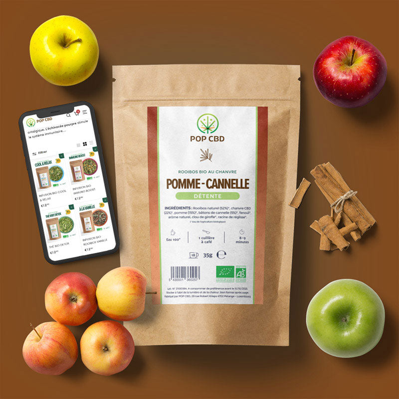 INFUSION CBD BIO : ROOIBOS POMME CANNELLE