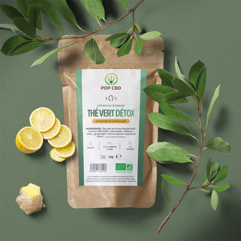 Thé Vert Citron Bio CBD - La Feuille Posée